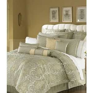  Waterford Bedding, Venise Green Damask King Comforter NEW Home