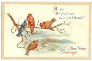 NEW YEARS GREETINGS POSTCARDS   EARLY 1900s  SET OF 4  