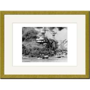   Print 17x23, USS West Virginia alight in Pearl Harbor