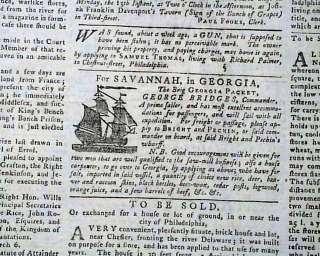 Rare COLONIAL PENNSYLVANIA Post Ben Franklin 1769 Newspaper w/ Negro 