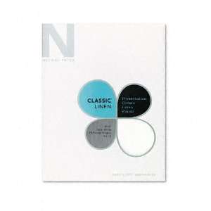 Neenah Paper  Classic Pocket Folder, 80lb Embossed Linen, Solar White 
