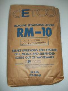   Reactive Separating Agent. Wastewater treatment. Absorbs oil.  