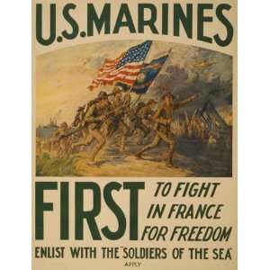 World War I Poster   U.S. Marines   first to fight in France for 