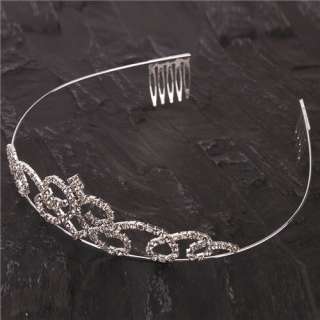   Rhinestones Princess Crown Headband hair Clip Tiara Wedding Bride Pin