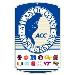 NCAA Atlantic Coast Conference 11 by 17 Inch Wood Sign Traditional 