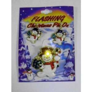  Christmas Flashing LED Snowman Brooch & Earrings Case Pack 