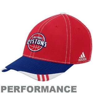 adidas Detroit Pistons Red Navy Blue Official On Court Flex Hat 