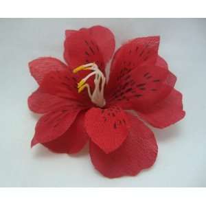  NEW Red Alstroemeria Lily Hair Flower Clip, Limited 