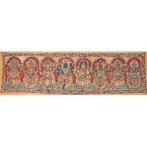 Ashta Lakshmi (Eight Forms of Goddess Lakshmi)   Kalamkari Painting on 