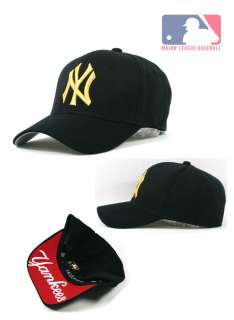 New York Yankees Team Baseball Cap Black Cap with Gold Color Logo NY06 