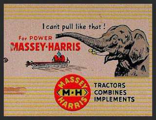 1940s Massey Harris (Elephant) Matchcover  Red Lake Falls MN  