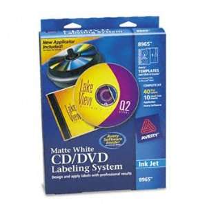  NEW CD/DVD Design Kit, Matte White, 40 Inkjet Labels and 