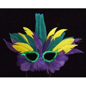 Dumaine Venetian Mask Mardi Gras Masquerade Halloween Costume Feathers