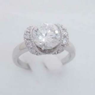 Briliant Cut Pave CZ 925 Sterling Silver Engagment Wedding Ring 