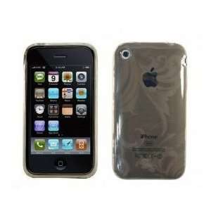  Grey Flower TPU Gel Case for Apple iPhone 3G, 3GS + Clear 