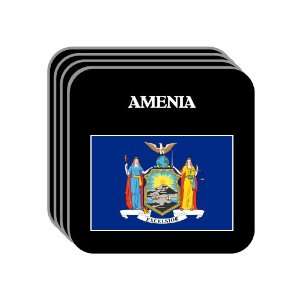 US State Flag   AMENIA, New York (NY) Set of 4 Mini Mousepad Coasters
