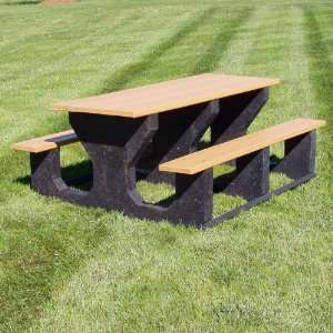  Jayhawk Recycled Plastic Picnic Table Small   Black: Patio 
