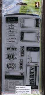 TICKETs PARTY admission RUBBER STAMPs! CLEAR! NEW!  