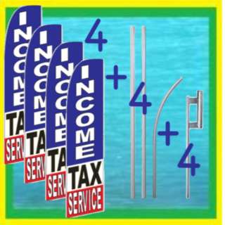 INCOME TAX SERVICE 4 FLAG KIT Feather Swooper Ad Banner  