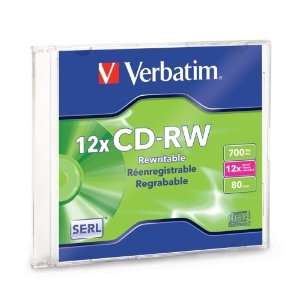  Verbatim 12x CD RW rewritable Discs with Slim Cases silver 