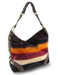 New Womens Brown fall / winter stripe fur bag Handbag   1270FUR