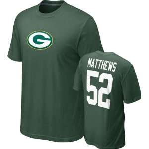 Clay Matthews #52 Green Nike Green Bay Packers Name & Number T Shirt