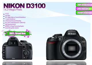 New Nikon D3100 SLR Camera + 4 Lens Kit, 2 VR 18 55, 55 300 VR +16GB 