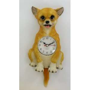    Chihuahua Dog Pendulum Wall Clock Tail Wags: Home & Kitchen