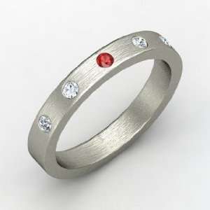  Anahit Band, Round Ruby Sterling Silver Ring with Diamond 