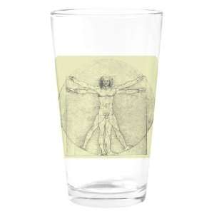  Pint Drinking Glass Vitruvian Man by Da Vinci Everything 