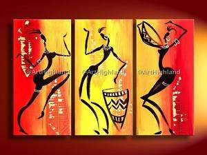 Abstract Oil Paintings Canvas Wall Art African Dancing  