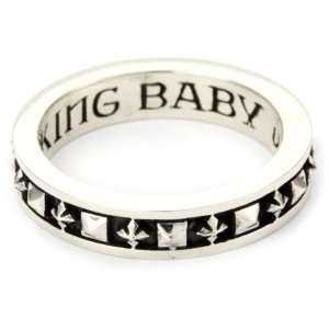  King Baby Mens Stackable Studded Ring with MB Crosses 
