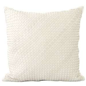    Lance Wovens Watercolor White Leather Pillow: Home & Kitchen