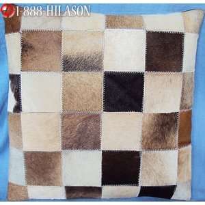    Decorative Cowhide Hair On Leather Pillow Cover