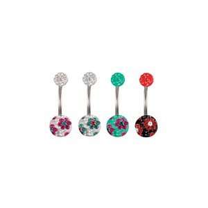  Stainless Steel Curved Belly Button Ring with Tiffany 