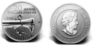   Canada $20 Dollar 9999 Fine Silver Commemorative Voyageur Canoe Coin