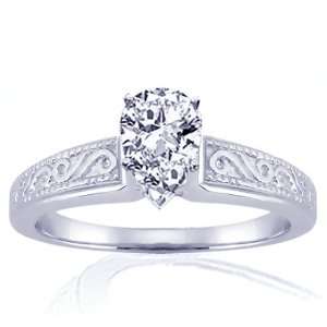  0.50 Ct Pear Shaped Vintage Diamond Engagement Ring SI1 
