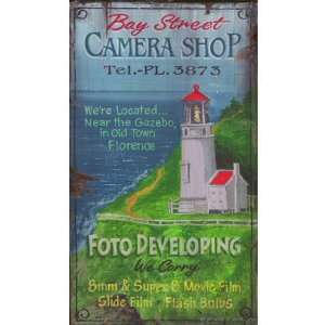 Customizable Bay Street Camera Shop Vintage Style Wooden Sign:  