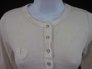 VOTRE NOM JEANS Ivory Silk Embroidered Sweater Top XS  