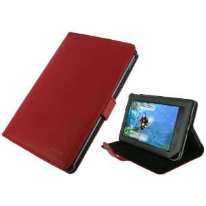  rooCASE Easy View (Red) Leather Case Cover with Landscape 