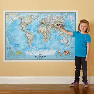   Geographic Repositionable World Map, Blue Ocean