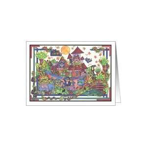 Noahs Ark with colorful animals and plants (blank greeting card) Card