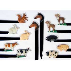   Animals Letter Openers: Pig Cow Ram Rabbit Horse Squirrel (Set Of 12