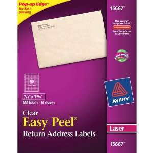 Avery Easy Peel Clear Return Address Labels for Laser Printers, 0.5 x1 