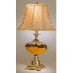  Art Glass Table Lamp With Antique Brass Base: Home 