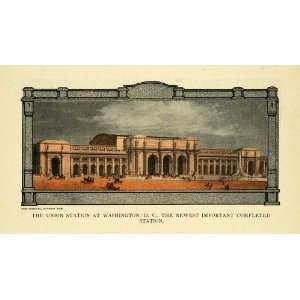  1909 Print Union Train Station Washington D. C. Railway 