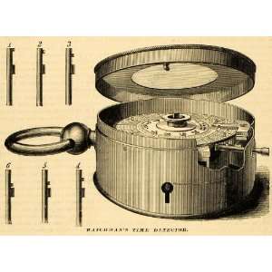 1879 Print Watchman Time Detector Antique Machine J E Buerk Boston MA 