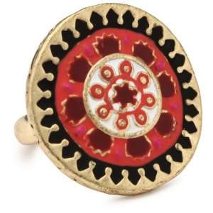  Lucky Brand Gypsy Soul Gold Tone Red Enamel Ring, Size 7 