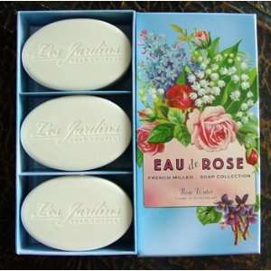  Les Jardins Eau De Rose 3 French Milled Large Soap Gift 