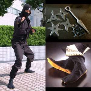 Ninja Uniform Costume + Tabi Ninja Shoes + Rubber Stars  